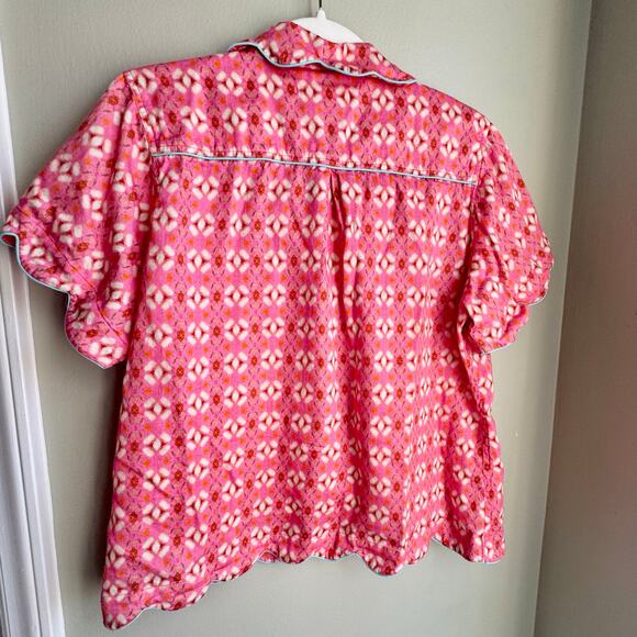 Brooks Ave Pink Scalloped Pajama Set Long Pant & Short Sleeve Top Sweet Pea NEW - Picture 8 of 11